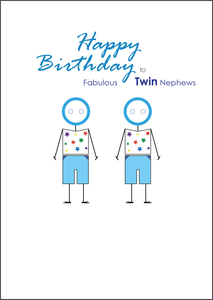 Twin Nephews Birthday Card, Twins Birthday Cards UK, Personalised Twin Birthday Cards, Birthday card for  Twin Nephews, Twins Birthday Card, To Twin Nephews Birthday Card, Twin Nephews Birthday Card