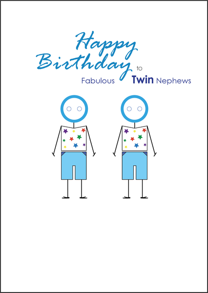 Twin Nephews Birthday Card, Twins Birthday Cards UK, Personalised Twin Birthday Cards, Birthday card for  Twin Nephews, Twins Birthday Card, To Twin Nephews Birthday Card, Twin Nephews Birthday Card