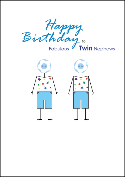 Twin Nephews Birthday Card, Twins Birthday Cards UK, Personalised Twin Birthday Cards, Birthday card for  Twin Nephews, Twins Birthday Card, To Twin Nephews Birthday Card, Twin Nephews Birthday Card