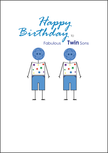 Twin Sons Birthday Card, Twins Birthday Cards UK, Personalised Twin Birthday Cards, Birthday card for our Twin Sons, To our Twins Birthday Card, To our Twin Boys Birthday Card, Twin Sons Birthday Card
