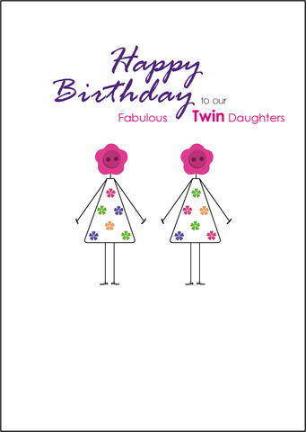 Twin Daughters Birthday Card, Twins Birthday Cards UK, Personalised Twin Birthday Cards, Birthday card for our Twin Daughters, To our Twins Birthday Card, To our Twin Girls Birthday Card, Twin Daughters Birthday Card