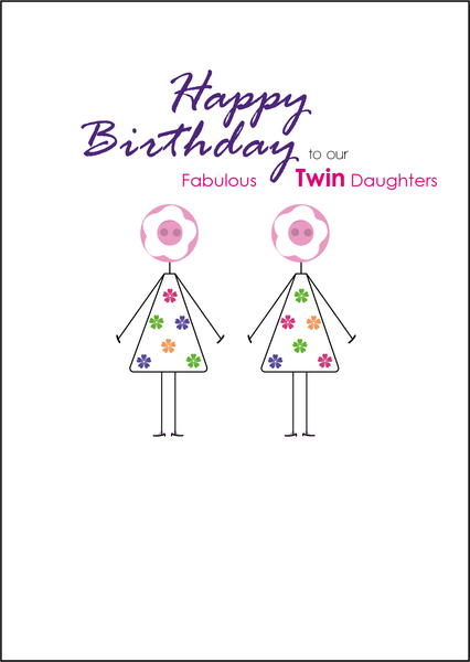 Twin Daughters Birthday Card, Twins Birthday Cards UK, Personalised Twin Birthday Cards, Birthday card for our Twin Daughters, To our Twins Birthday Card, To our Twin Girls Birthday Card, Twin Daughters Birthday Card