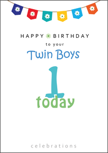 Twins 1st Birthday, Twin Boys 1st Birthday, Twins One today, Twins 1 today, Twin Boys One today, Twin Boys 1 Today,Twin Boys Birthday Card, Twins Birthday Cards UK, Personalised Twin Birthday Cards, Birthday card for your Twin Boys Twins Birthday Card