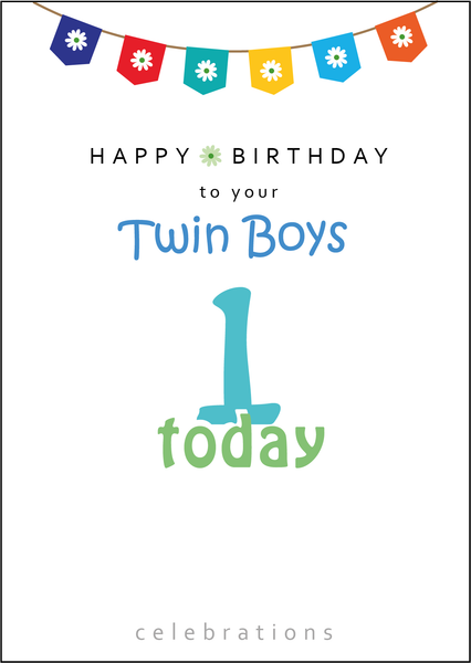 Twins 1st Birthday, Twin Boys 1st Birthday, Twins One today, Twins 1 today, Twin Boys One today, Twin Boys 1 Today,Twin Boys Birthday Card, Twins Birthday Cards UK, Personalised Twin Birthday Cards, Birthday card for your Twin Boys Twins Birthday Card