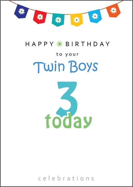 Happy Birthday Card to your Twin Boys - Age range 1-10