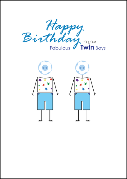 Twin Boys Birthday Card, Twins Birthday Cards UK, Personalised Twin Birthday Cards, Birthday card for your Twin Boys, To your Twins Birthday Card, To your Twin Boys Birthday Card