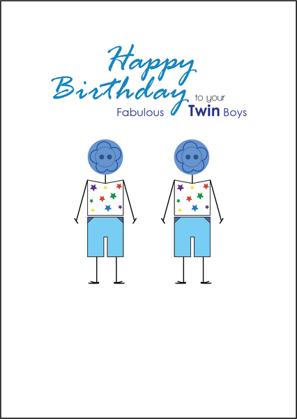 Twin Boys Birthday Card, Twins Birthday Cards UK, Personalised Twin Birthday Cards, Birthday card for your Twin Boys, To your Twins Birthday Card, To your Twin Boys Birthday Card