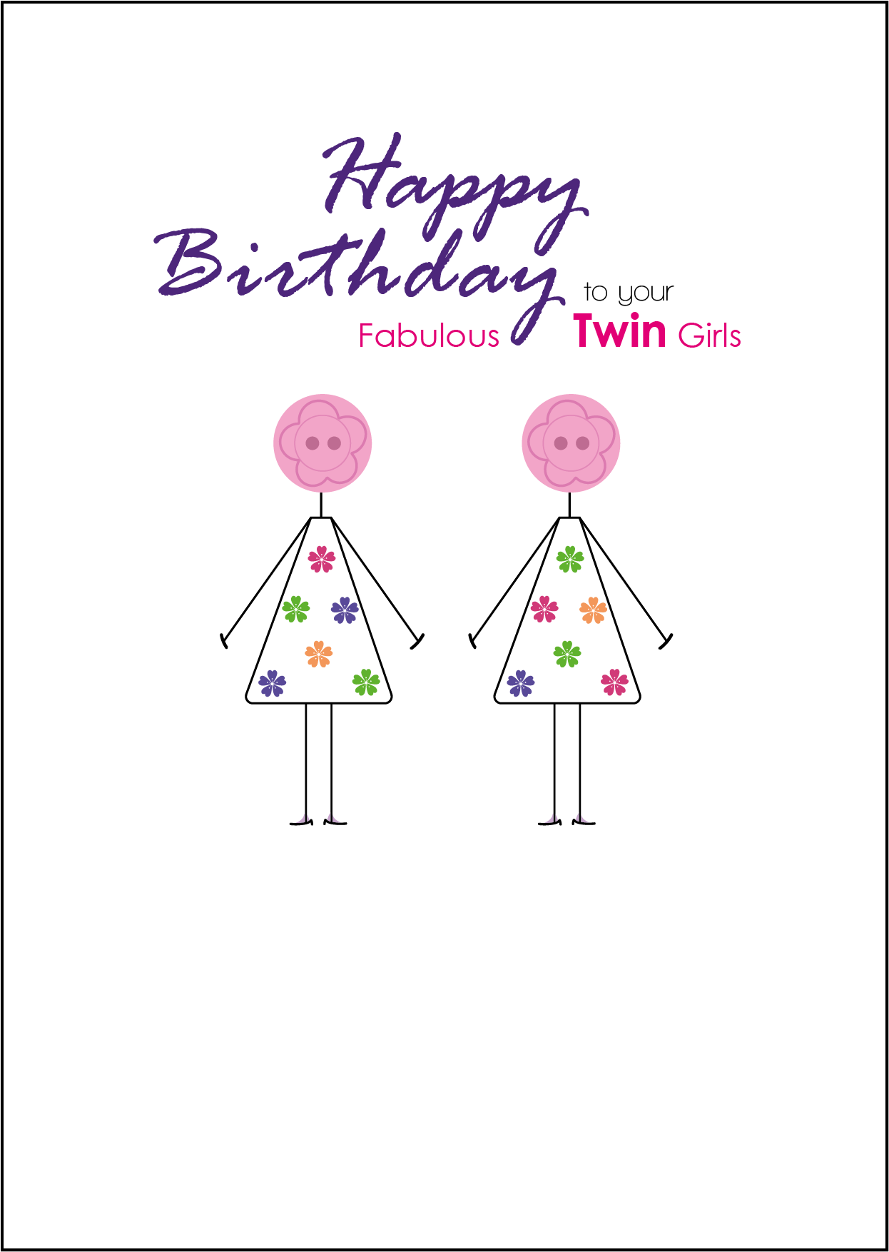Twin Girls Birthday Card, Twins Birthday Cards UK, Personalised Twin Birthday Cards, Birthday card for your Twin Girls, Twins Birthday Card