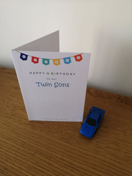 Twin Sons Birthday Card, Twins Birthday Cards UK, Personalised Twin Birthday Cards, Birthday card for our Twin Sons, To our Twins Birthday Card, To our Twin Boys Birthday Card, Twin Sons Birthday Card