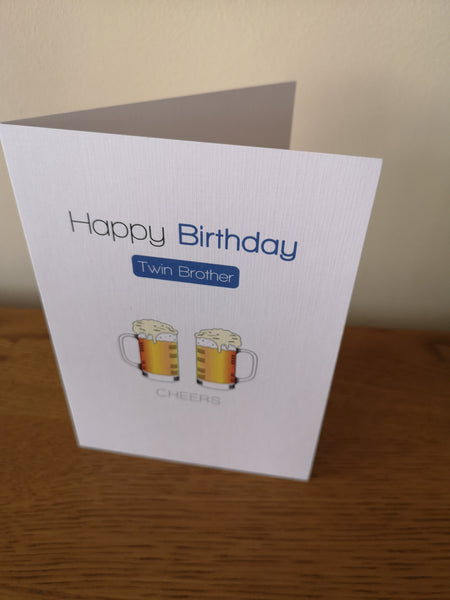 Twin Brother Birthday Card, Twins Birthday Cards UK, Personalised Twin Birthday Cards, Birthday card for my Twin Brother, To my Twin Birthday Card