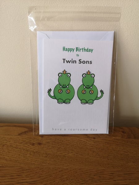 Twin Sons Birthday Card, Twins Birthday Cards UK, Personalised Twin Birthday Cards, Birthday card for our Twin Sons, To our Twins Birthday Card, To our Twin Boys Birthday Card, Twin Sons Birthday Card