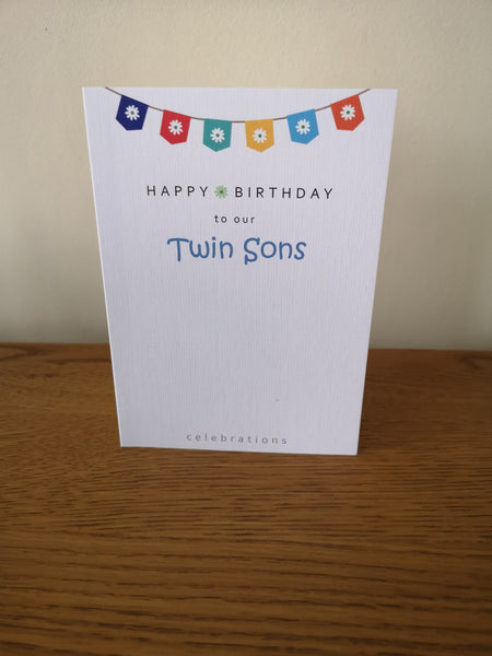 Twin Sons Birthday Card, Twins Birthday Cards UK, Personalised Twin Birthday Cards, Birthday card for our Twin Sons, To our Twins Birthday Card, To our Twin Boys Birthday Card, Twin Sons Birthday Card