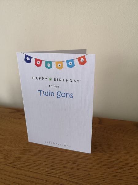 Twin Sons Birthday Card, Twins Birthday Cards UK, Personalised Twin Birthday Cards, Birthday card for our Twin Sons, To our Twins Birthday Card, To our Twin Boys Birthday Card, Twin Sons Birthday Card