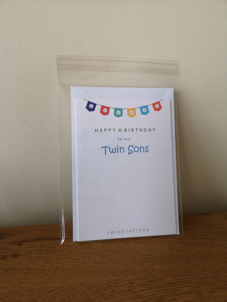 Twin Sons Birthday Card, Twins Birthday Cards UK, Personalised Twin Birthday Cards, Birthday card for our Twin Sons, To our Twins Birthday Card, To our Twin Boys Birthday Card, Twin Sons Birthday Card