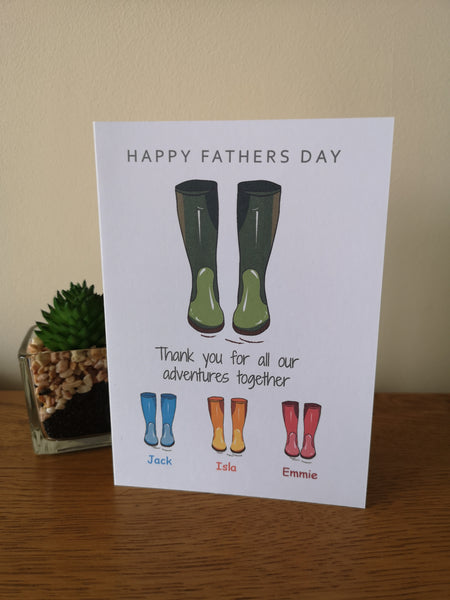 Personalised Fathers Day Card - Wellie