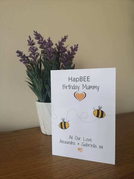 Personalised Twin Mom Birthday Card - Bee