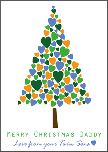 Heart Christmas Tree Design - To Daddy Christmas Card