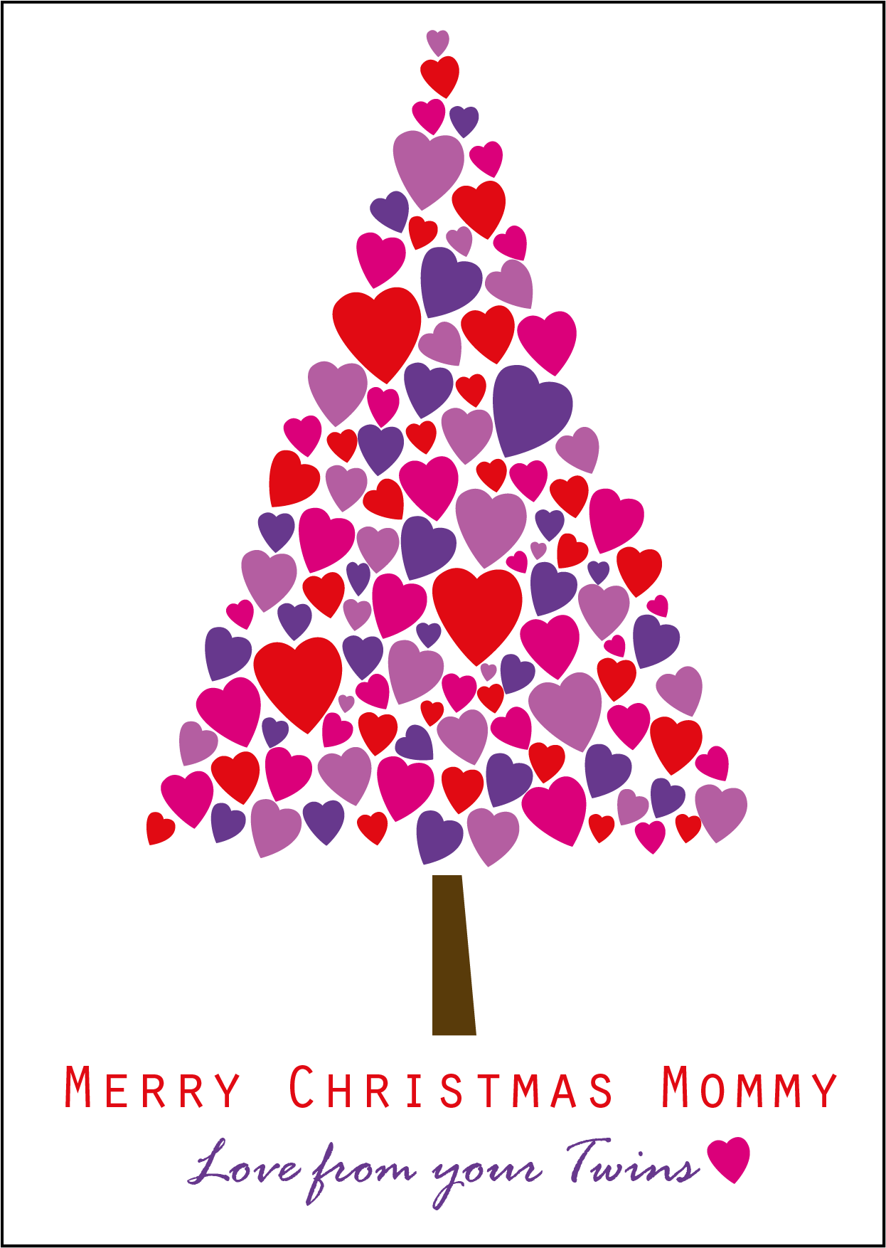 Heart Christmas Tree Design - To Mommy Christmas Cards