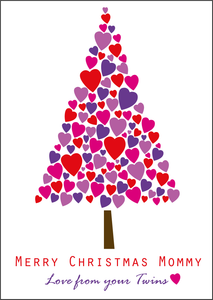 Heart Christmas Tree Design - To Mommy Christmas Cards