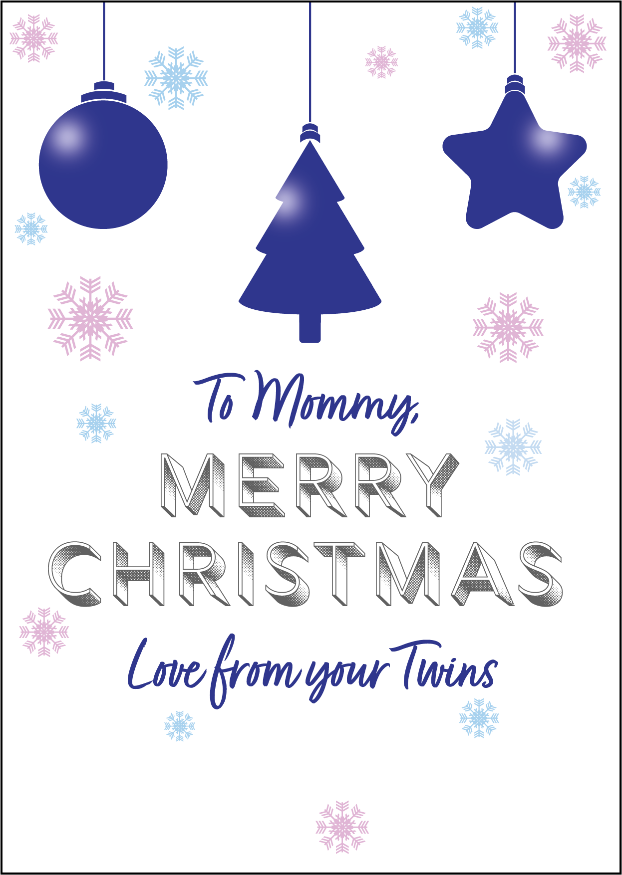 Christmas Baubles Design - To Mommy Christmas Cards