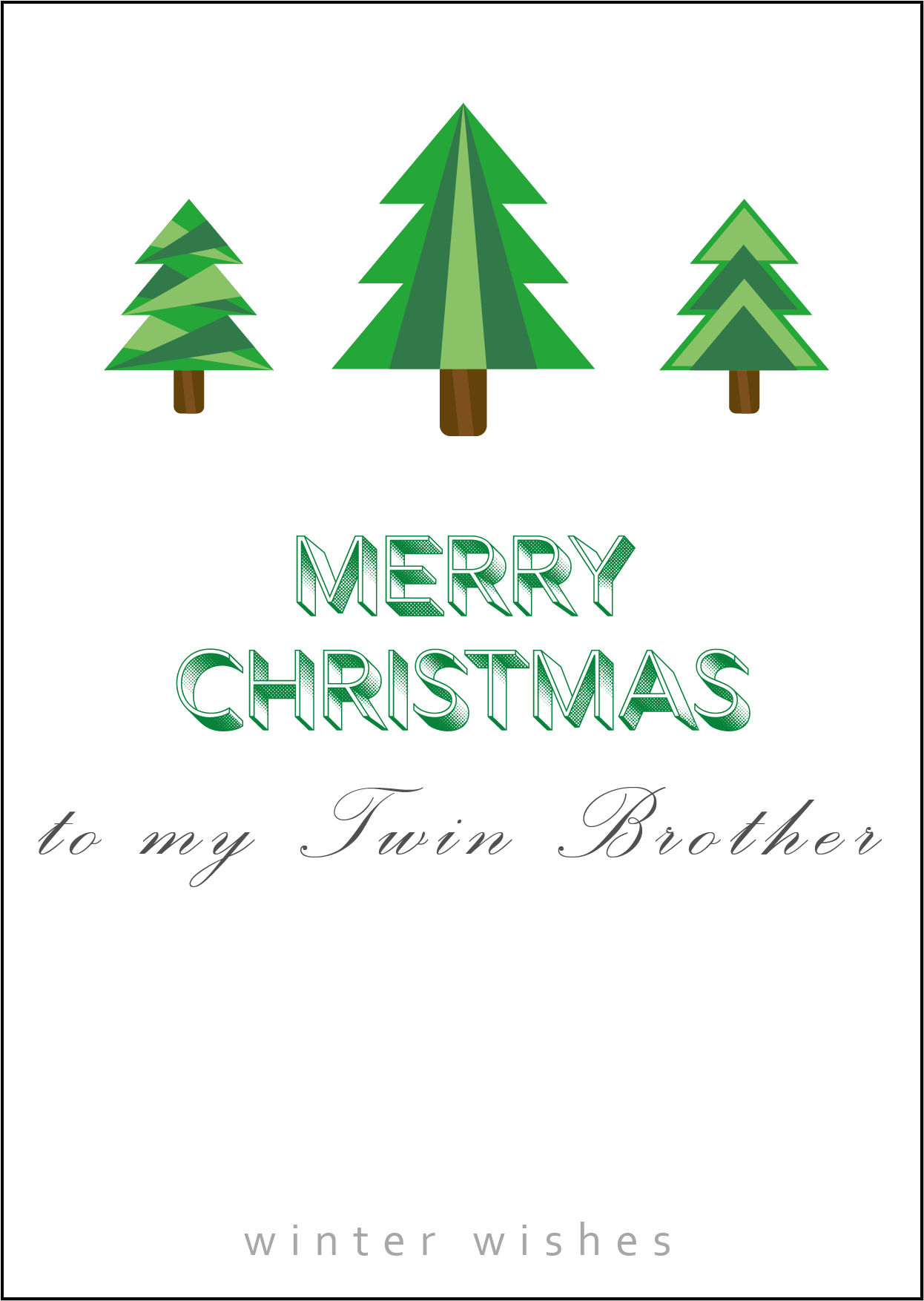 Christmas Tree Design - Twin Brother Christmas Card