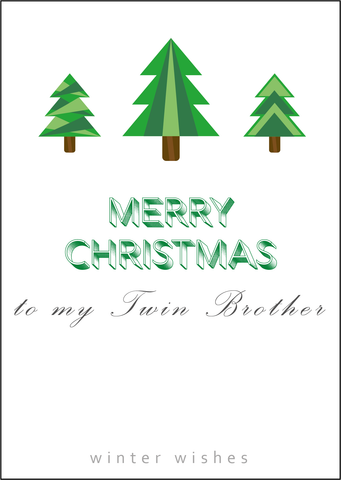 Christmas Tree Design - Twin Brother Christmas Card