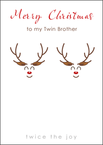 Reindeer Design - Twin Brother Christmas Card