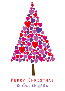 Tree Heart Design Twin Daughters Christmas Card