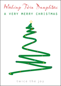 Abstract Christmas Tree Design - Twin Daughters Christmas Card