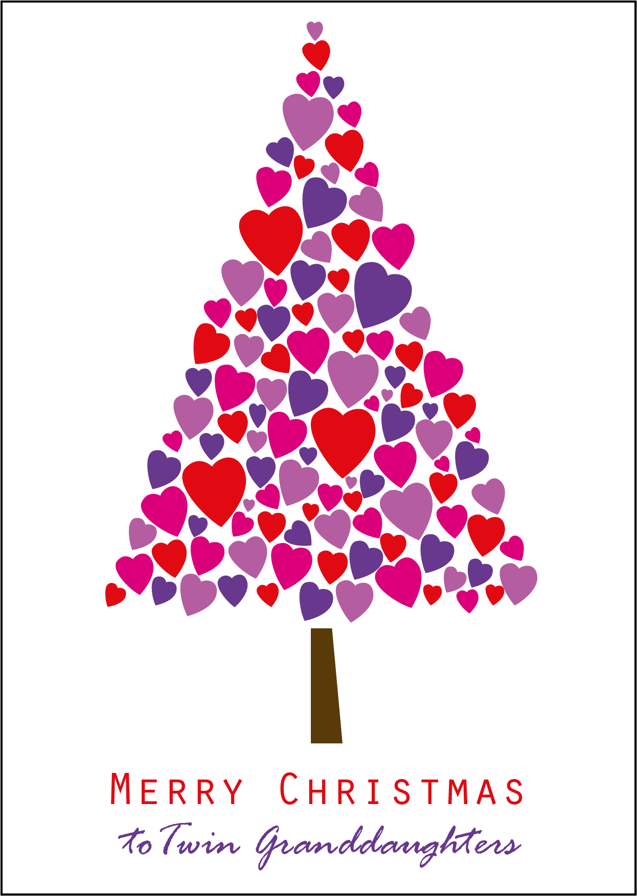 Heart Christmas Tree Design - Twin Granddaughter Christmas Cards