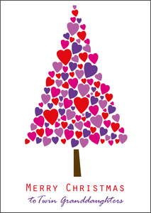 Heart Christmas Tree Design - Twin Granddaughter Christmas Cards