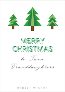 Christmas Tree Design - Twin Granddaughter Christmas Card