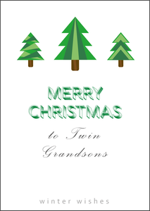 Christmas Tree Design - Twin Grandsons Christmas Card