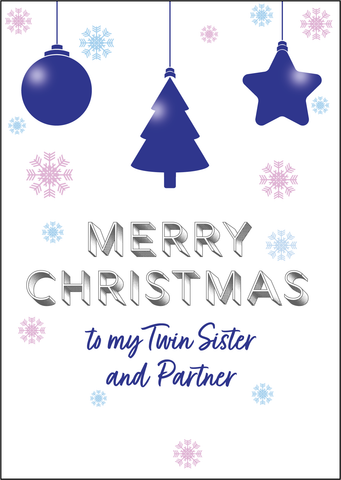 Christmas Baubles Design - Twin Sister and Partner Christmas Cards