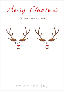 Reindeer Design - Twin Sons Christmas Card