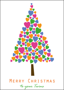 Heart Christmas Tree Design - Christmas Card to Twins