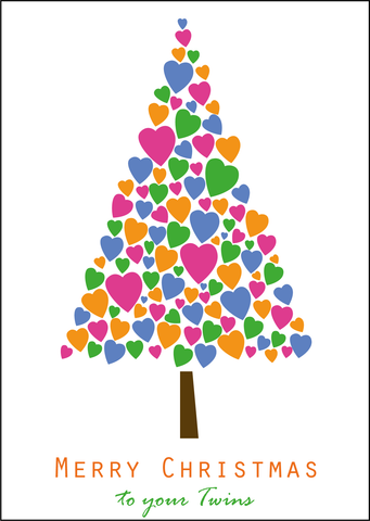 Heart Christmas Tree Design - Christmas Card to Twins