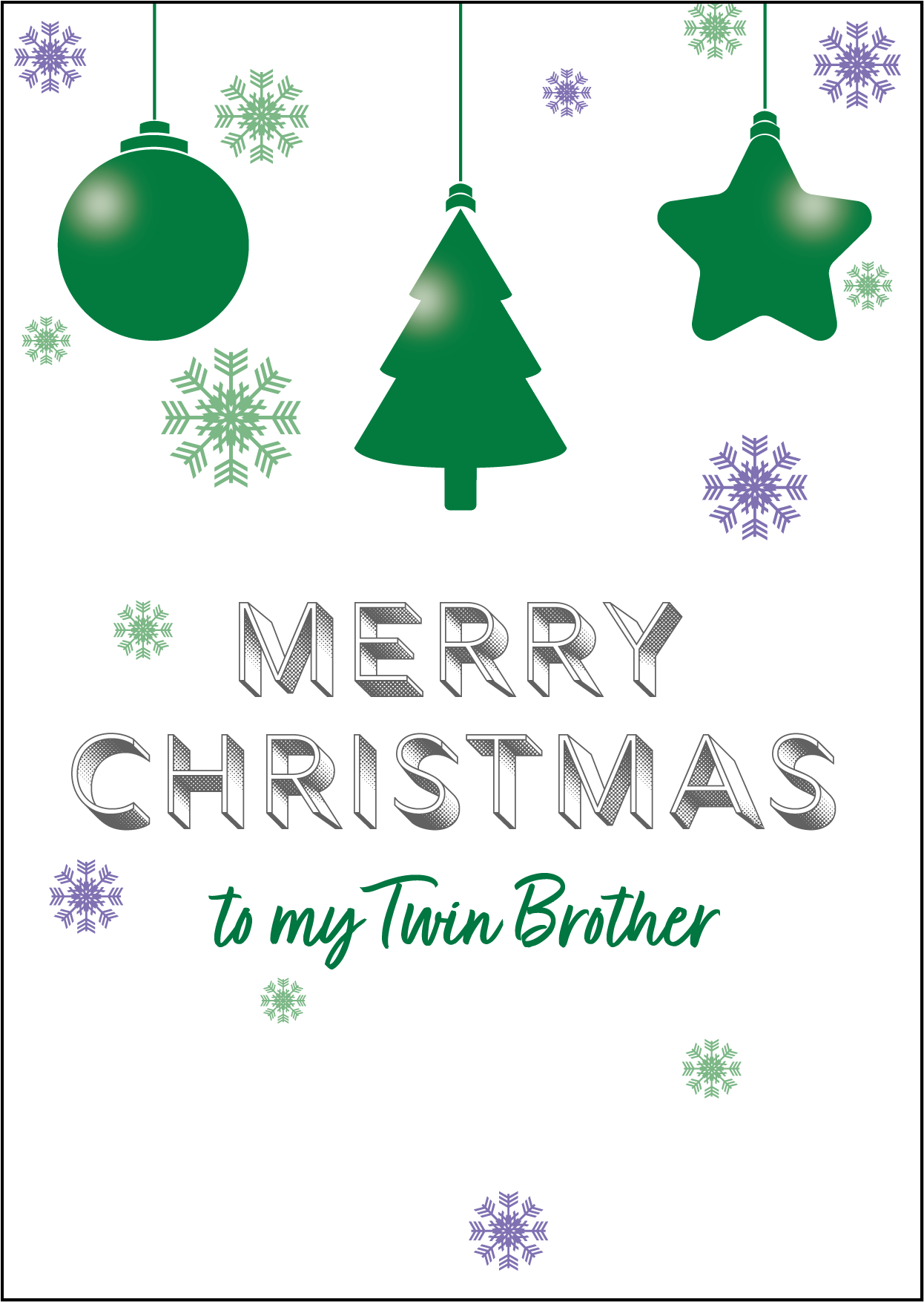 Christmas Baubles Design - Twin Brother Christmas Card