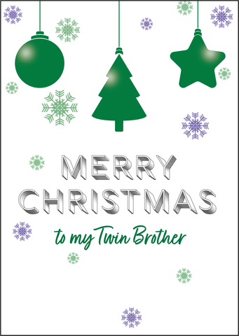 Christmas Baubles Design - Twin Brother Christmas Card