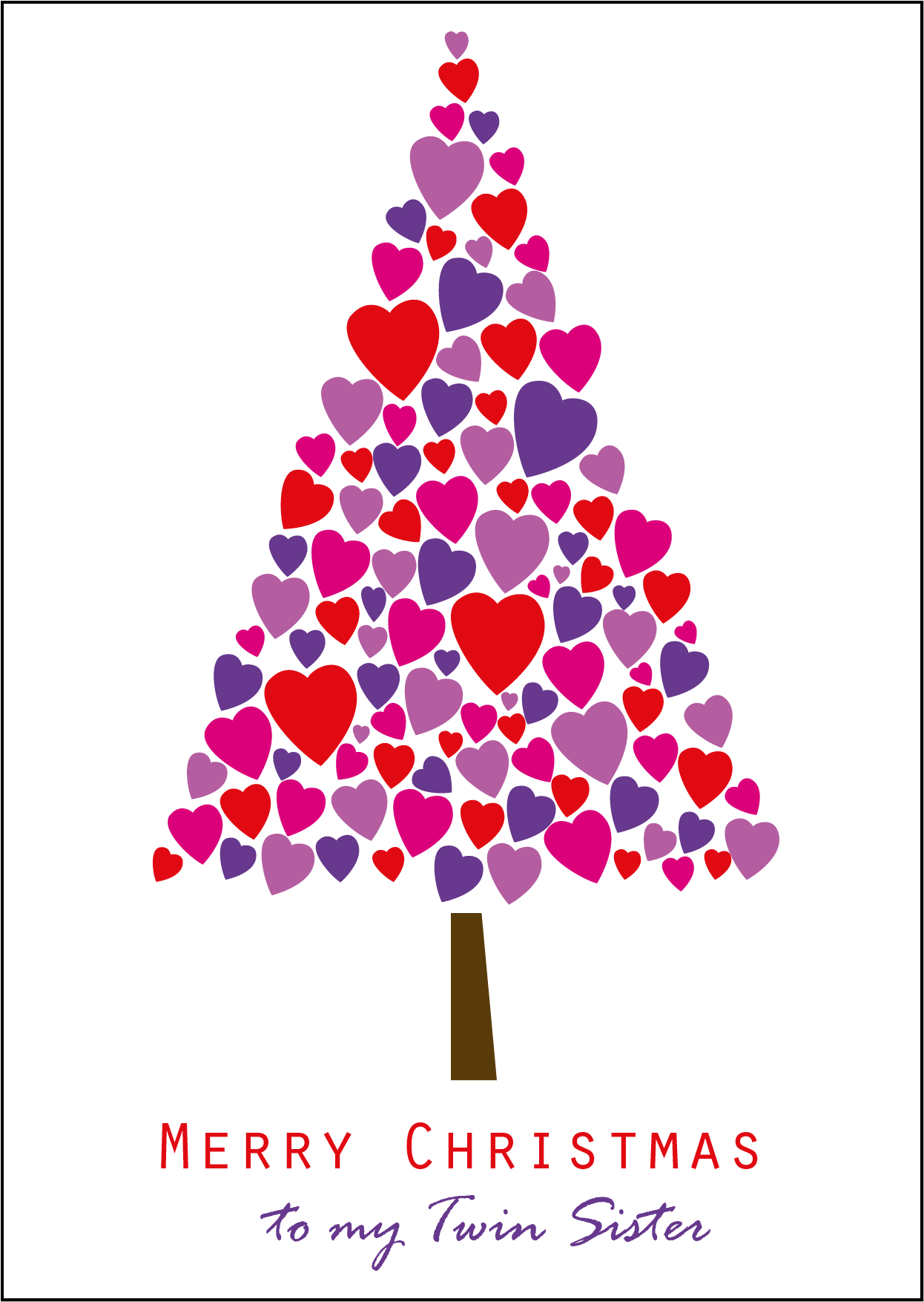 Heart Christmas Tree Design - Twin Sister Christmas Cards