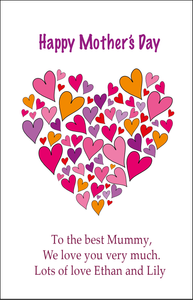 NEW Personalised Mothers Day Card  - Hearts