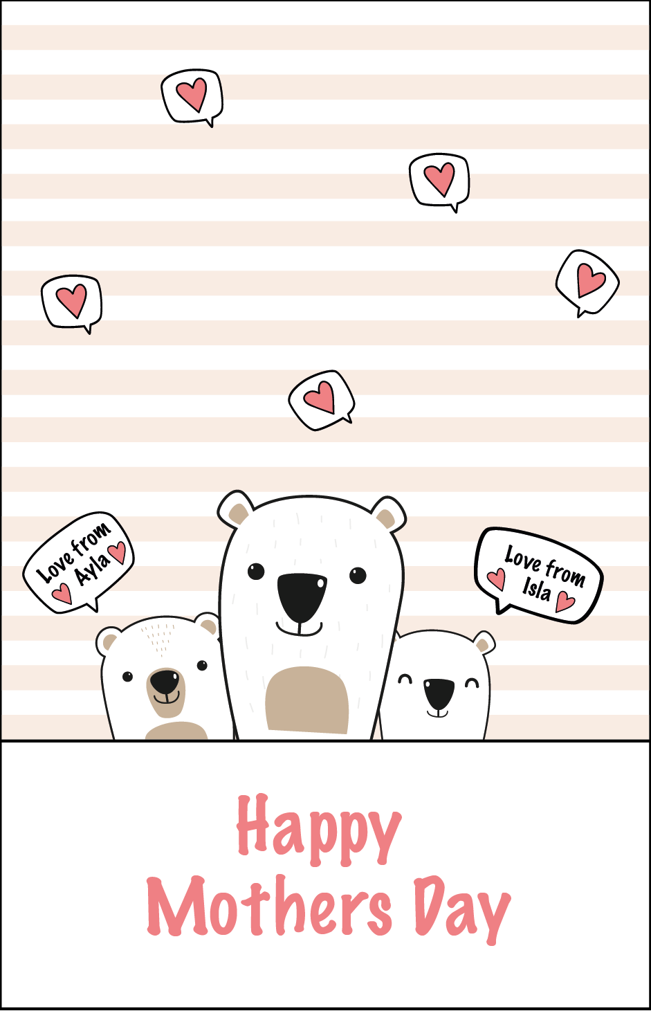 NEW Personalised Mothers Day Card  - Bears