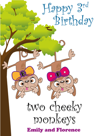 birthday card for twins, twin girls birthday card, card for twin girls, twins birthday card, personalised twin birthday card