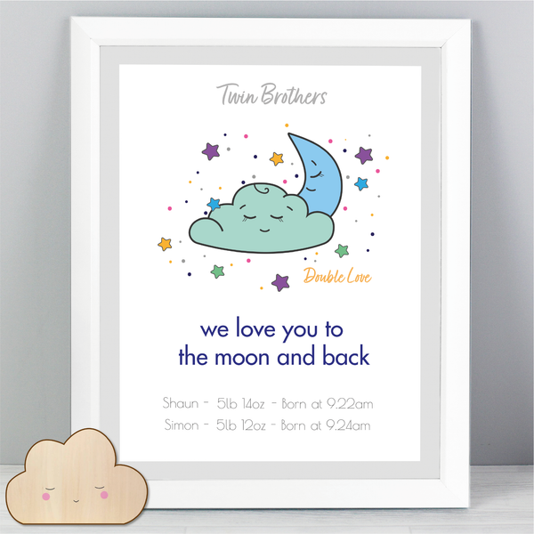 Personalised Baby Prints, Personalised Twin Brother, Twin Brothers, Twin Brothers, Twin Brothers Gifts, Personalised Twin Brothers Gifts,  Twin Gifts, Twin Birthday Gifts, Twin Birthday Gift, Personalised Twin Birthday Card, Gift for twin babies