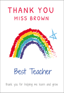 Personalised Thank You Card - Best Teacher