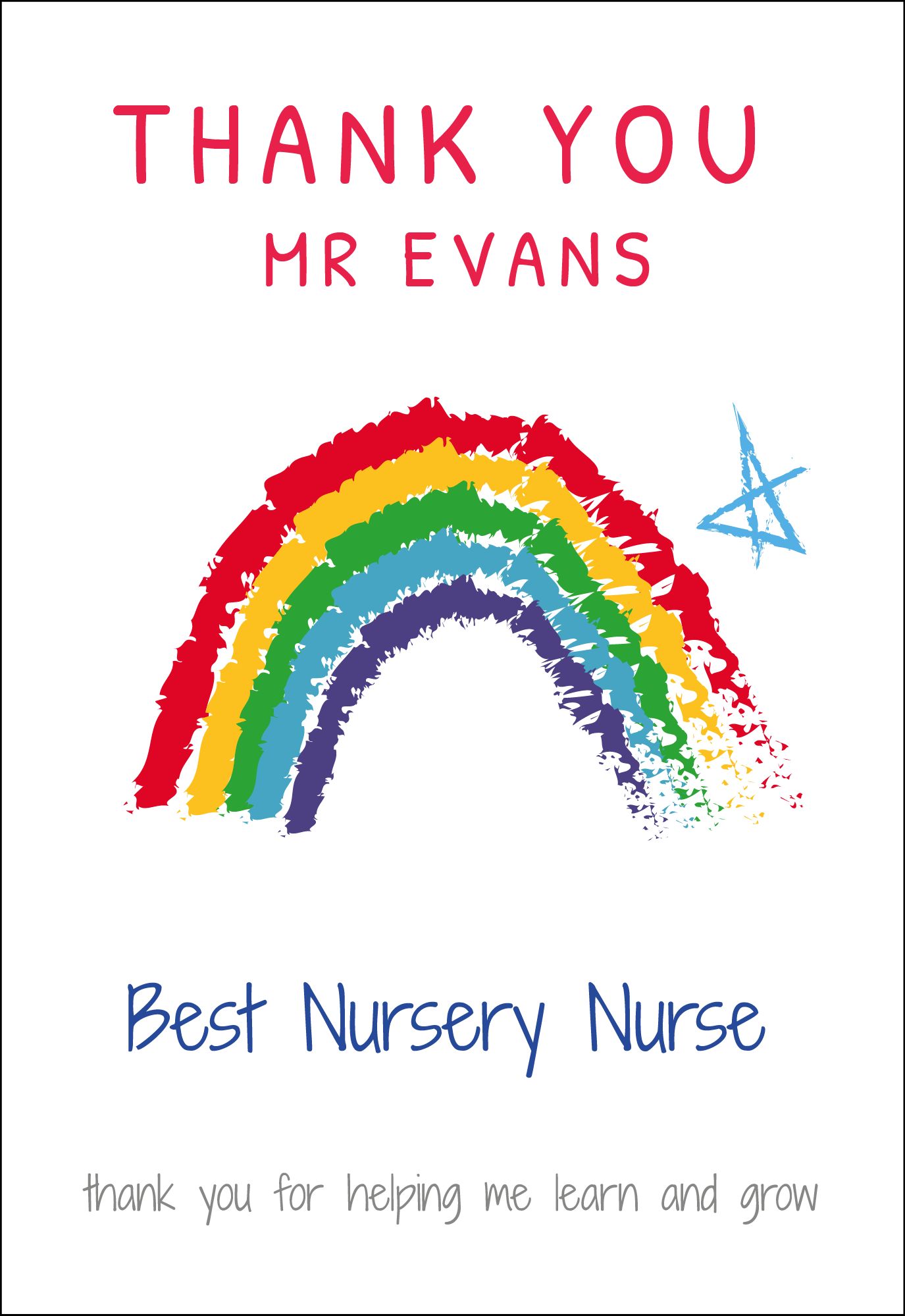 Personalised Thank You Card - Best Nursery Nurse