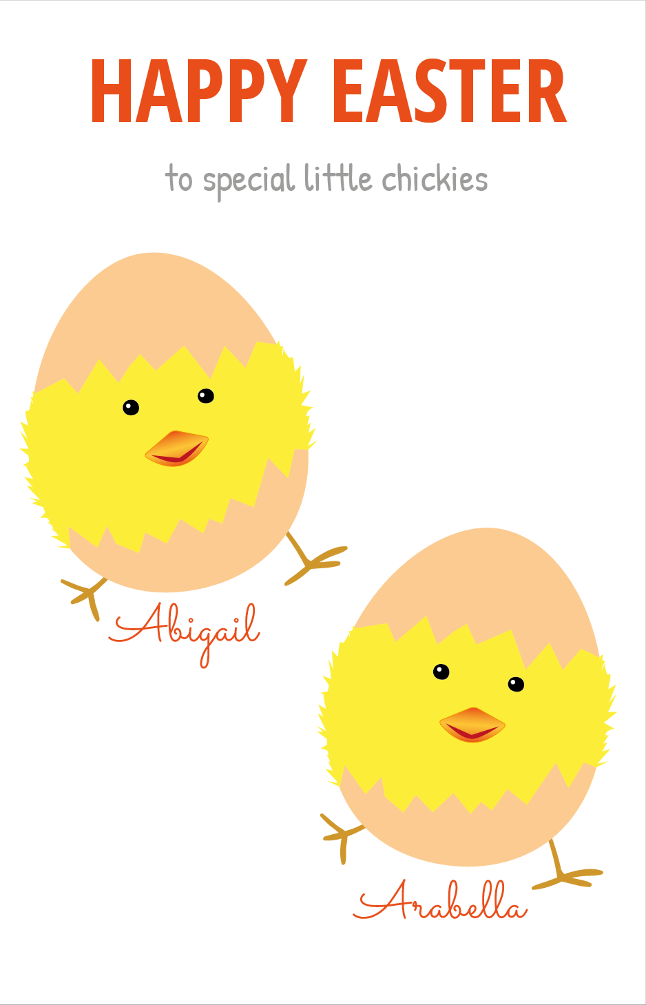 Personalised Chick Easter Greeting Card