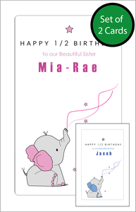 Half Birthday Card, Birthday Card for Twins, 6 month birthday card, twin birthday cards, twin gift, personalised twin birthday card