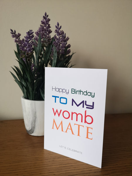 "sister birthday card, twins card, twin baby card, twin sister gift, brother birthday card, twin birthday card, womb mate"