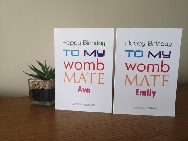"sister birthday card, twins card, twin baby card, twin sister gift, brother birthday card, twin birthday card, womb mate"